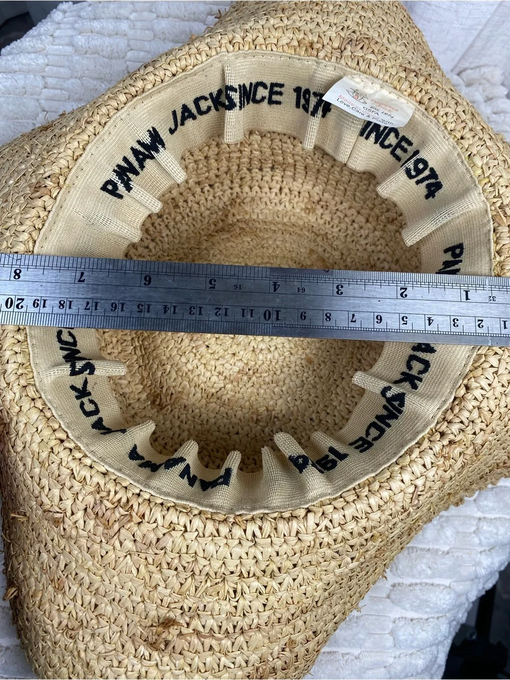 Vintage Panama Jack Straw Hat Wide Brim Palm Tree Ribbon Sun Boater Beach OSFA